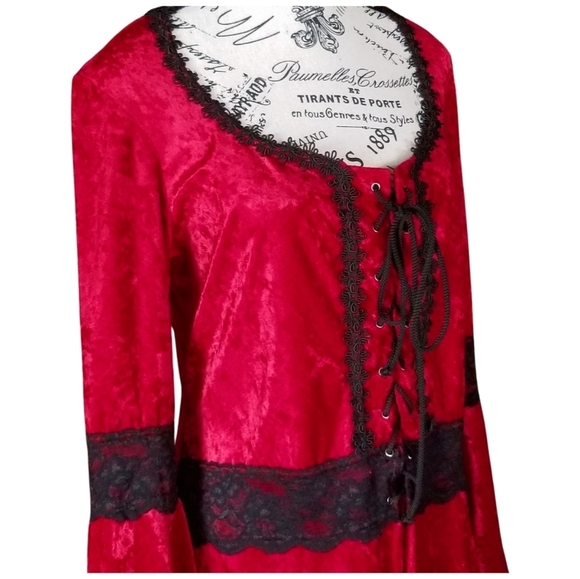 Lip Service — Red Velvet Lace-Up Tunic (Drew Bernstein Era, 1993) - Picture 7 of 9